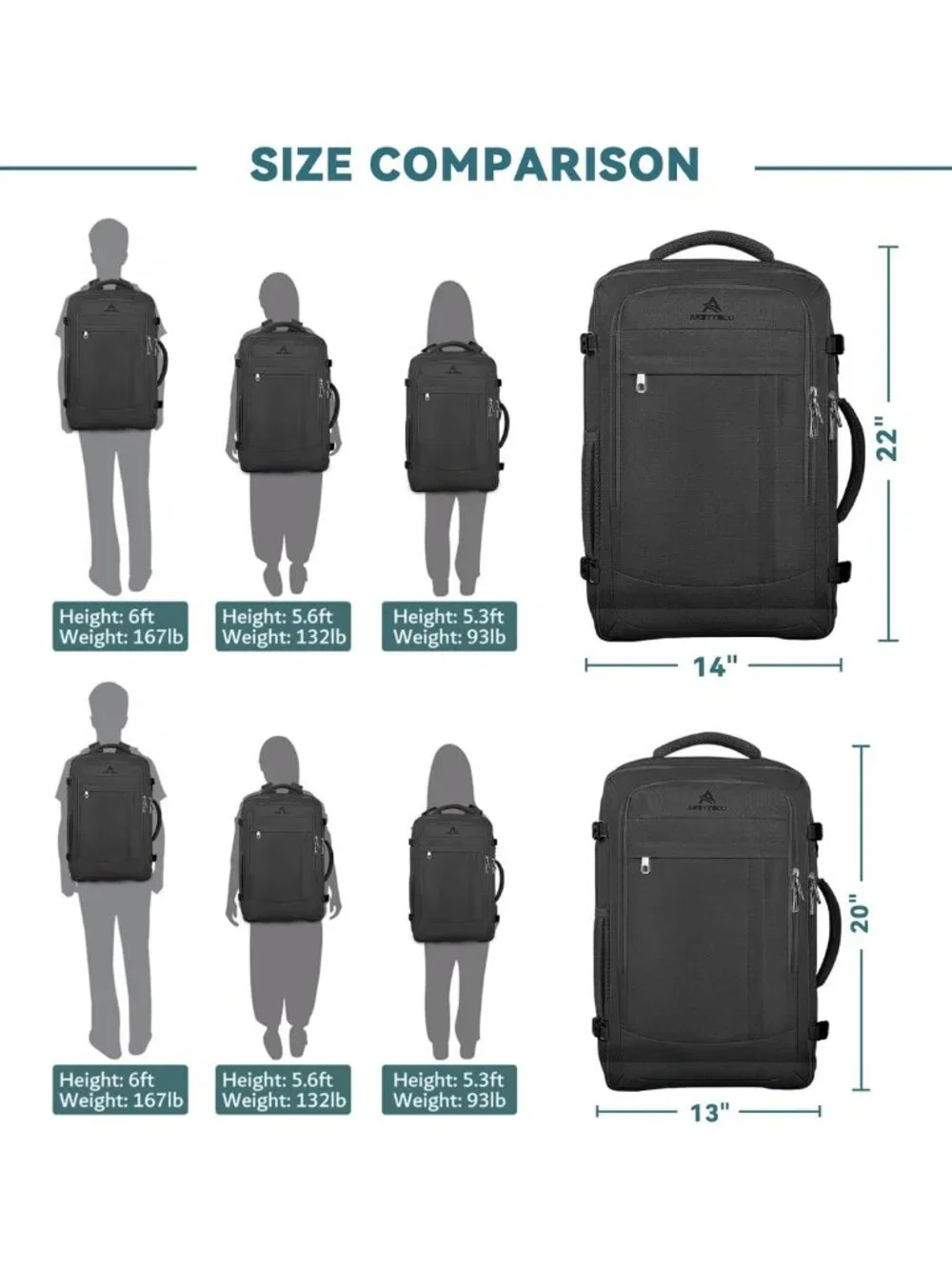 Expandable 50L Travel Backpack, Large Carry-On for Men, Perfect for Adventures